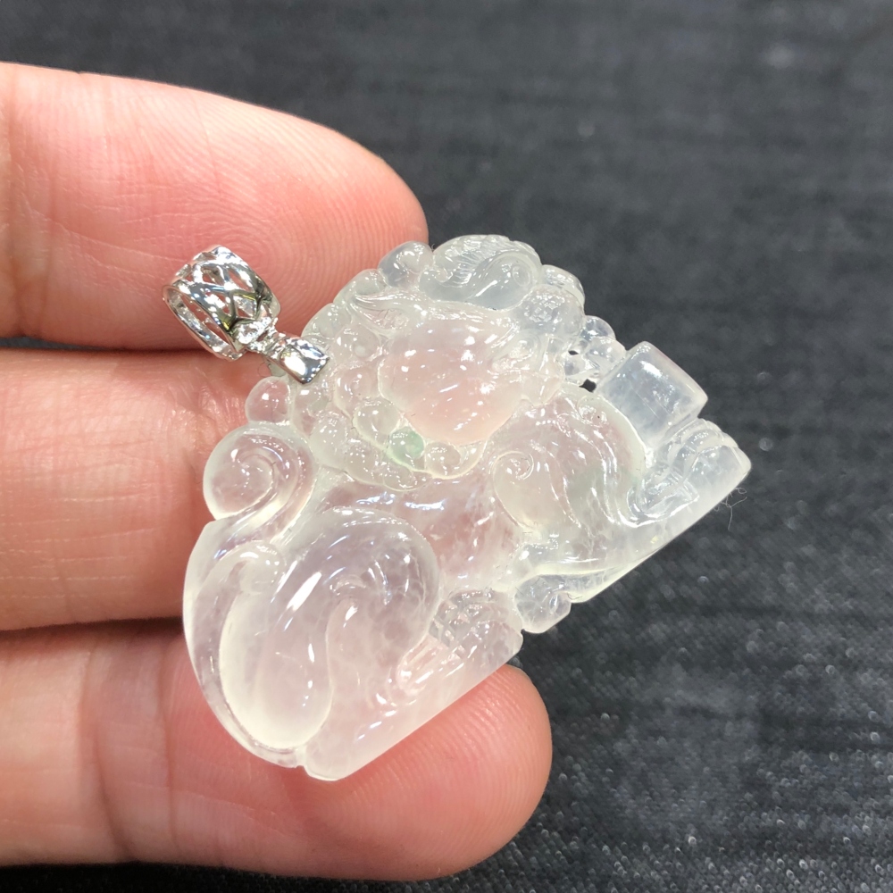 本翡翠 氷種鎮宅、佩帯親子貔貅｜アクセサリー